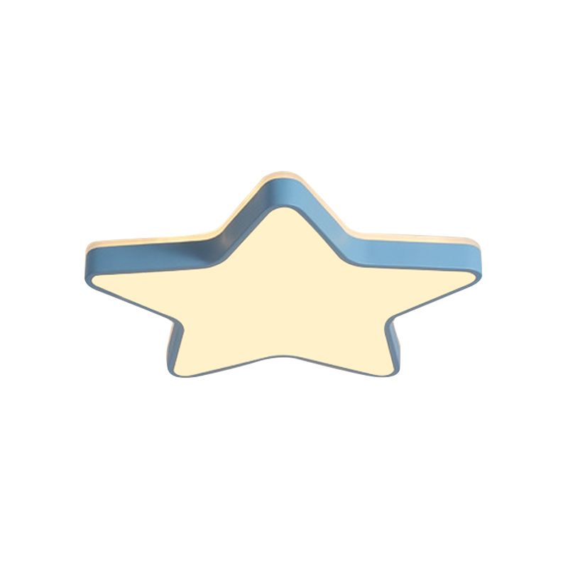 Pink/Blue/White Star Flush Light Cartoon Acrylic LED Flush Mount Ceiling Light in Warm/White Light for Childrens Bedroom
