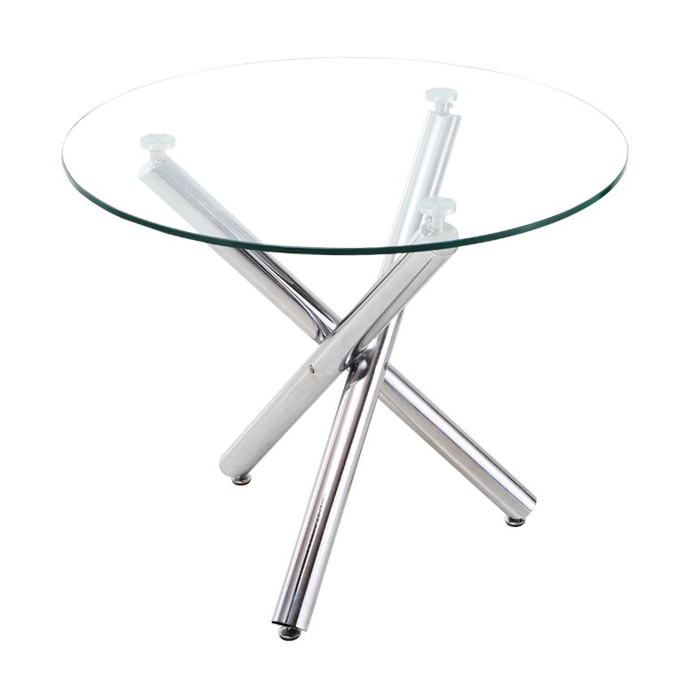 Ronde vorm transparant eettafel glazen tafel minimalistisch met 3 poten