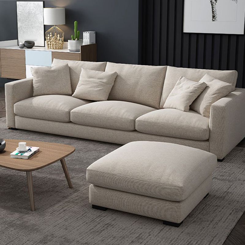 Modern Style Square Armrest with High Rebound Sponge Seat Filling Beige Sofa