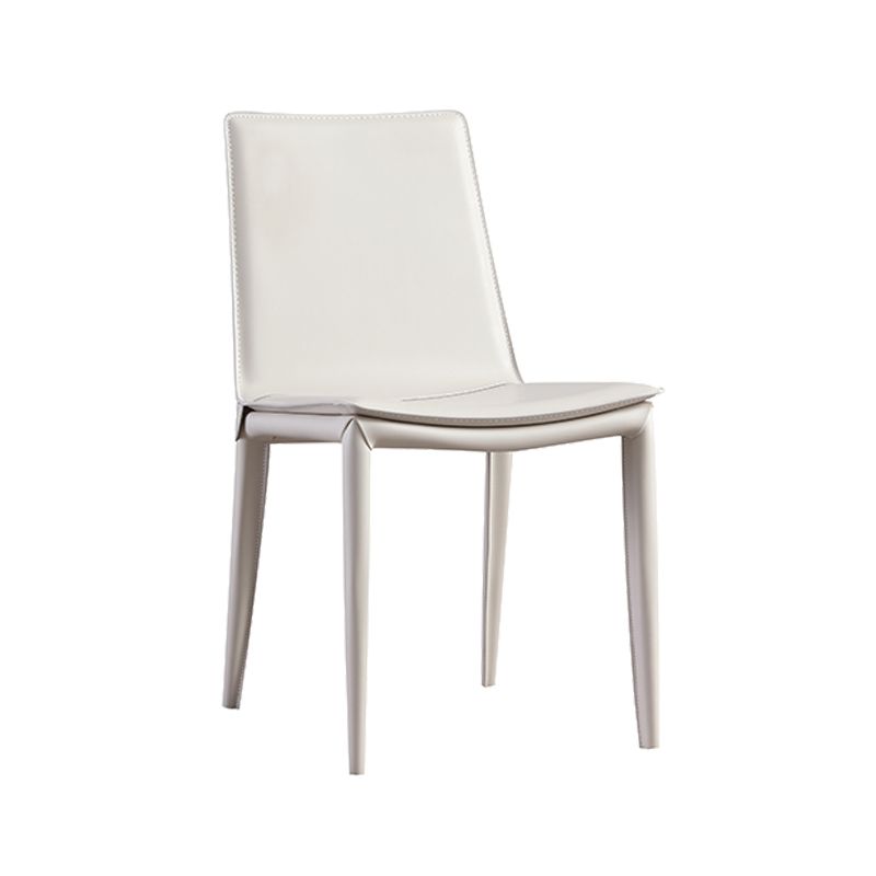 Faux Leather Side Chair Metal Base Armless Dining Chair for Bedroom