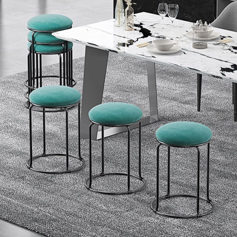 Faux Leather Mildew Resistant Ottoman Round Glam Solid Standard Ottoman