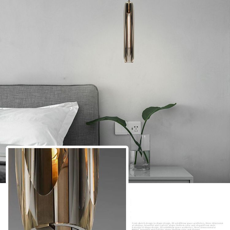15.3 "Lengte K9 Kristallen Hanglicht Postmoderne stijl Brass Simplicity Lighting Fixture in rookgrijs voor eetkamer