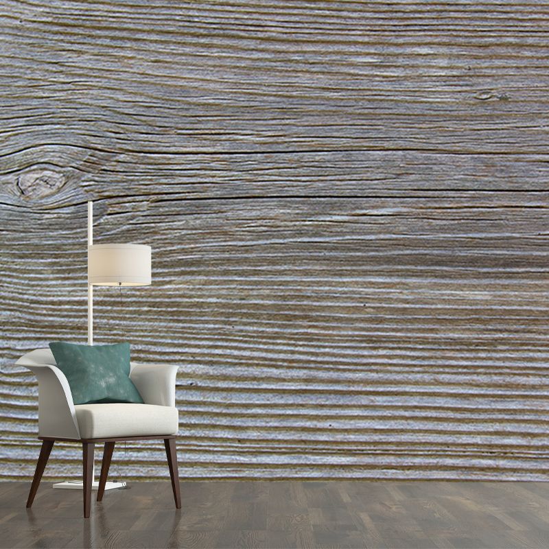 Wood Texture Wall Mural Industrial Style Mildew Resistant for Reading Room