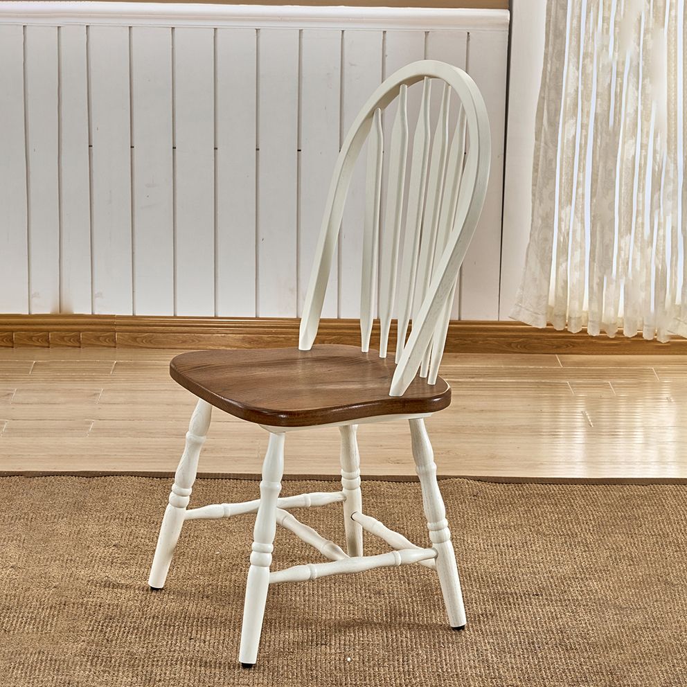 Solid Wood Traditional Dining Room Chair Matte Finish Windsor Back Side Chair