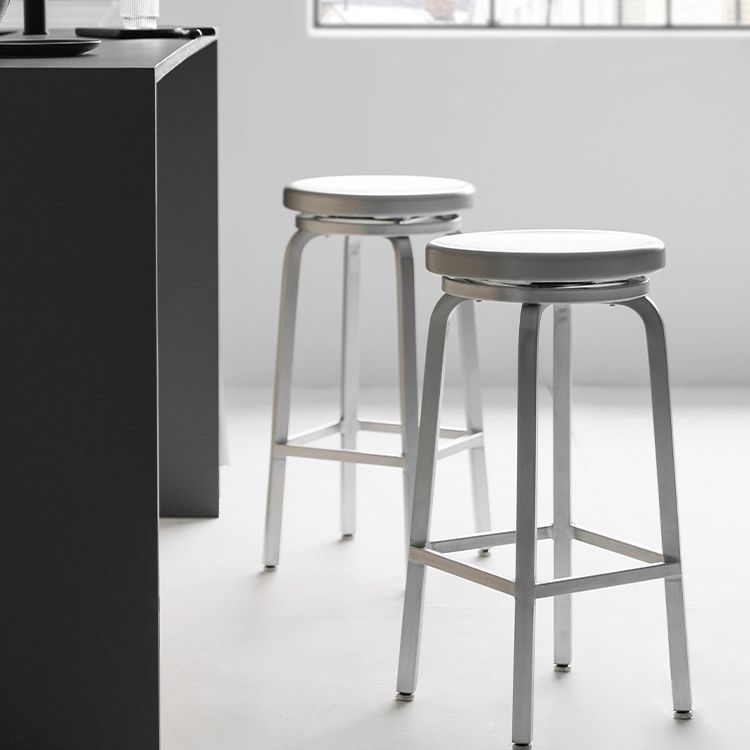 Contemporary Backless Metal Counter Stool with 4 Legs for Dining Room