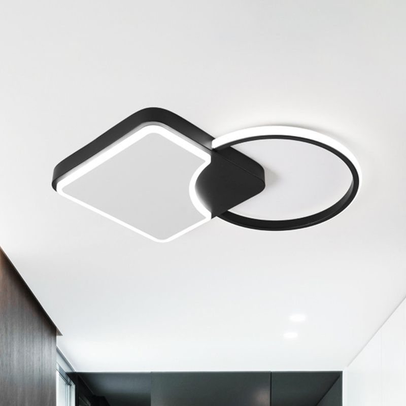 Anello e Rhombus Corridoio Flush Lighting Metallic LED Moderno Flush Montaggio Lampada Fissaggio in Nero, White / Warm Light (La personalizzazione sarà di 15 giorni)