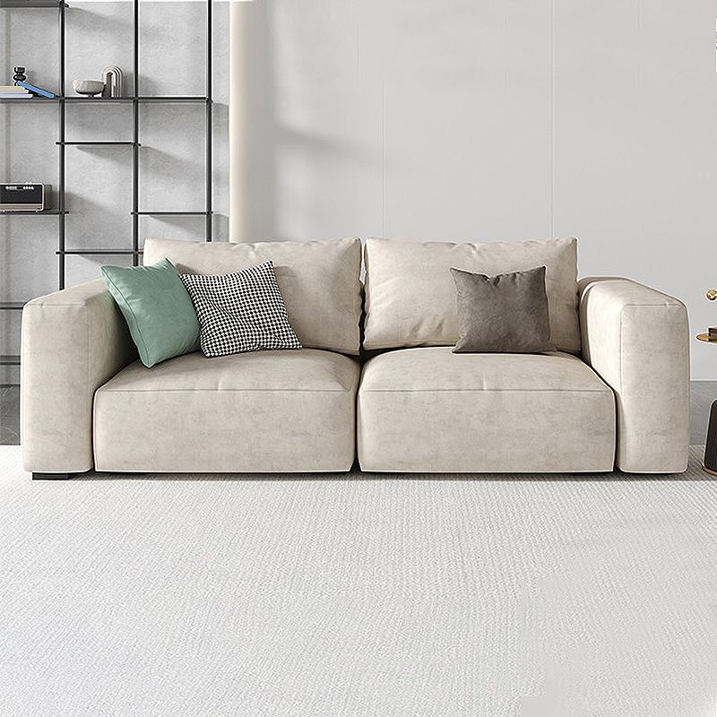 Square Arm Cream Cushion Back Sectional Contemporary Stain-Resistant Sofa