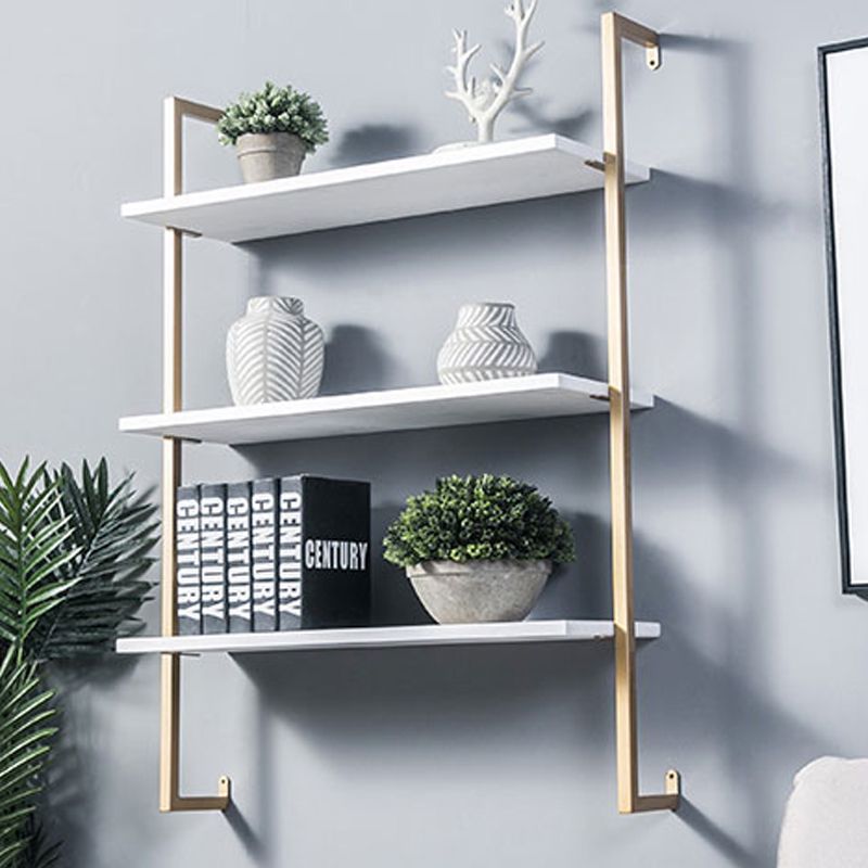 Contemporary Wall Unit Bookshelf with Iron Frame Manufactured Wood Shelf