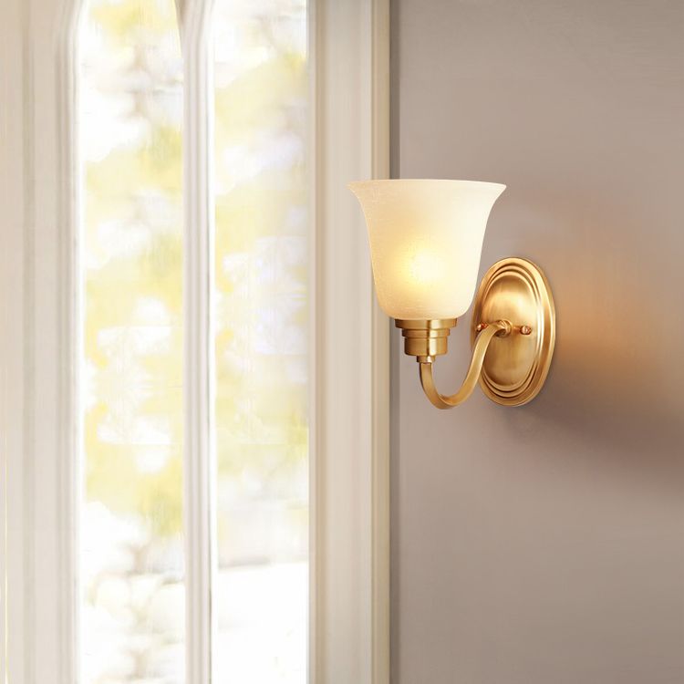 Semplicità vintage Bell Bell Vanity Lights Sconce Milk Glass Wall Monte Flaching per bagno
