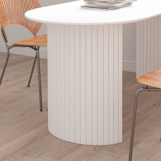 Mesa de comedor de estilo moderno Mesa de comedor de doble pedestal blanco para uso en el hogar