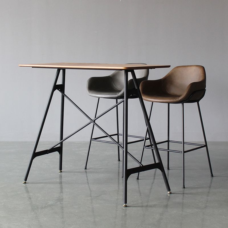 Industrial Style Metal Bar-stool Leather Counter Bar Stool for Kitchen Bar