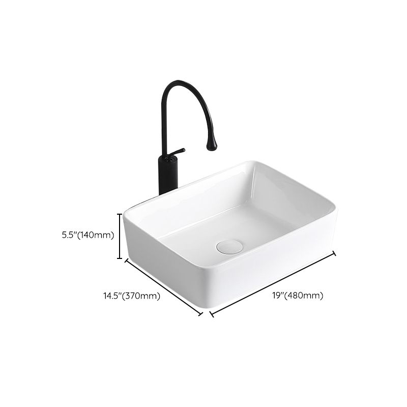 Modern Vessel Lavatory Sink Porcelain Rectangular Vessel Sink(Not Including Faucet)