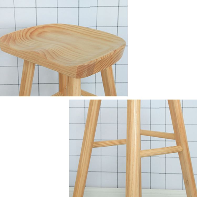 Contemporary Solid Wood Barstool Coffee Shop Bar Stool with Pedal