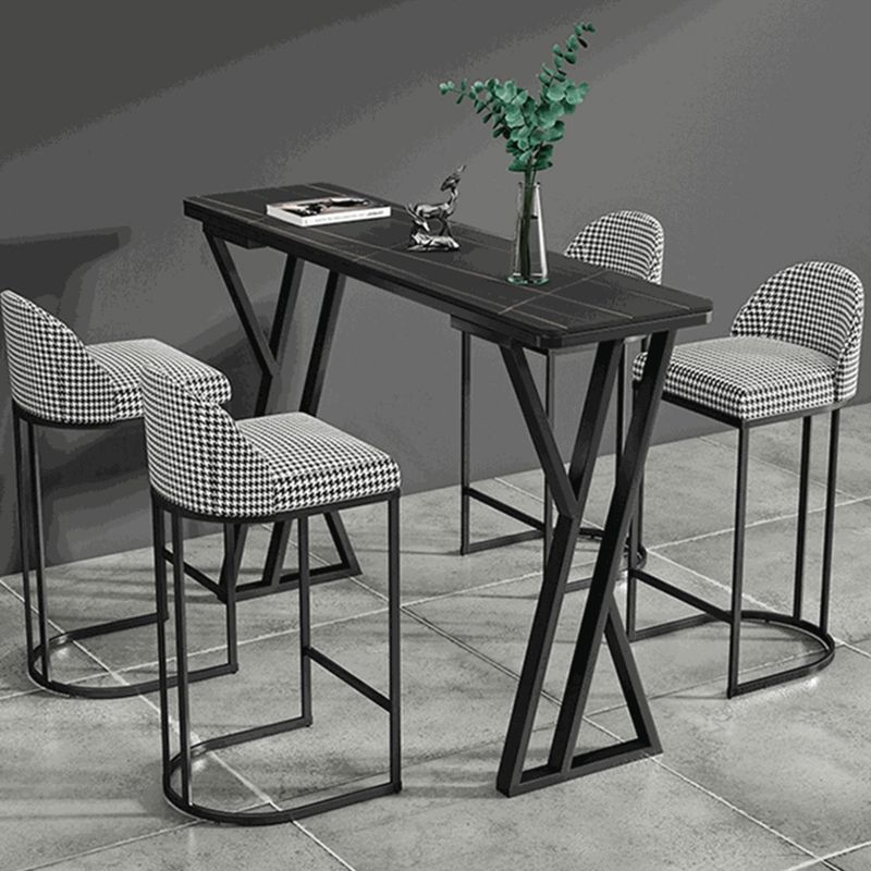 Modern 1/2/5 Pieces Bar Table Set Rectangle Bar Table with Metal High Stools