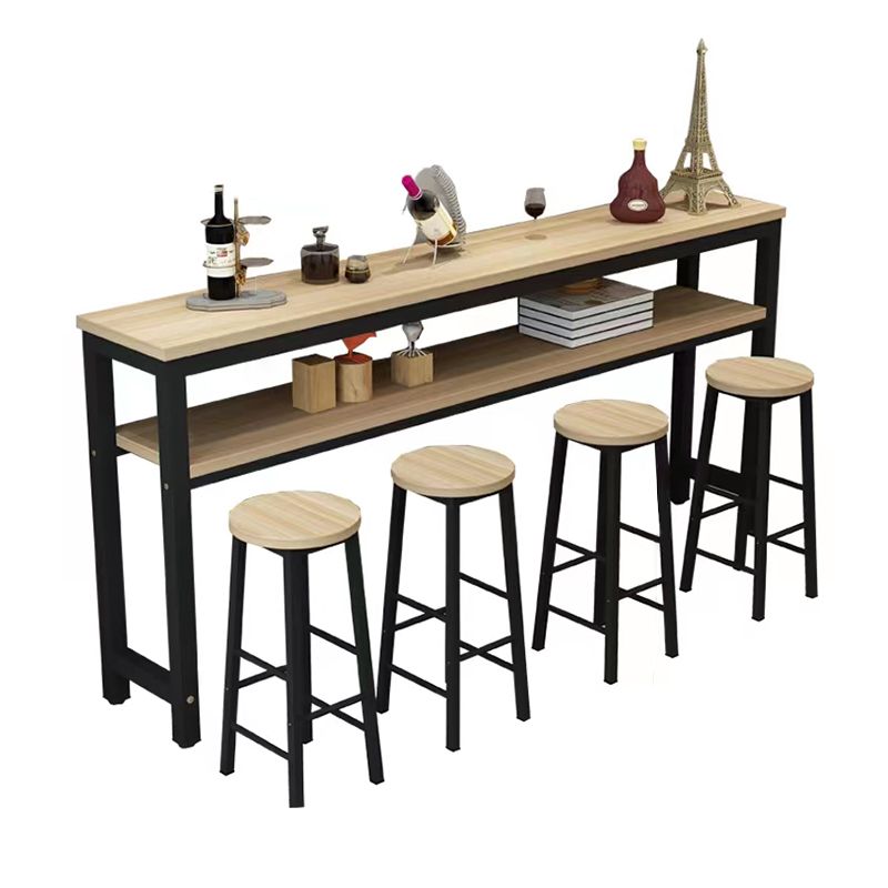 Metal and Wood Rectangular Table Modern Minimalist Home Bar Table