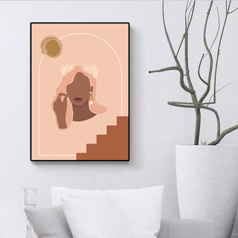 Fashion Woman Wall Art Decor Nordic Textured Painting for Living Room, Multiple Sizes Available