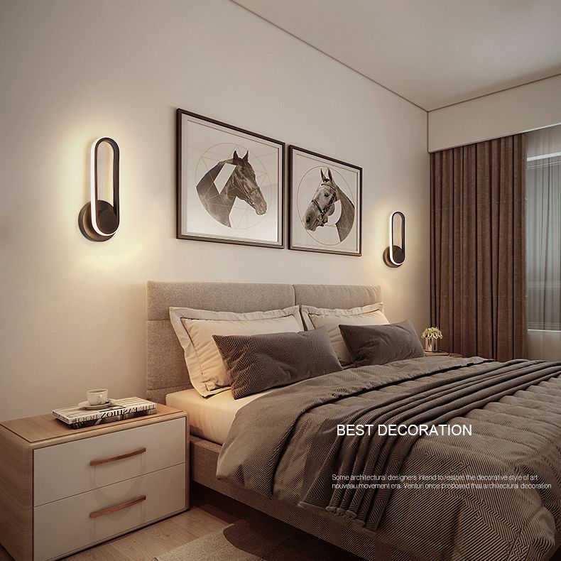 Lámpara de pared rotativa LED oblonga en moderna luz de pared de aluminio de estilo conciso con sombra acrílica