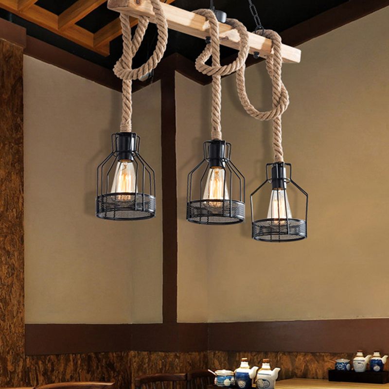 Industrial Island Light Household Metallic Hanging Lighting Fixture for Dining Room
