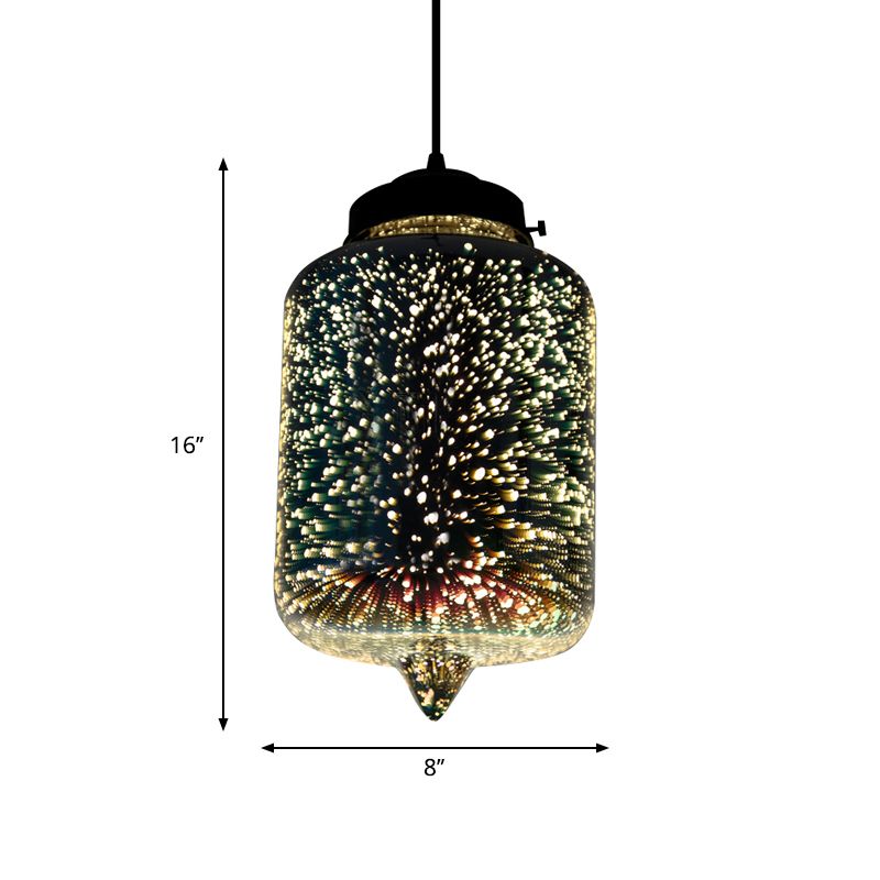 Jug/Ellipse Snack Bar Drop Pendant 3D Colorful Glass 1-Light Postmodern Hanging Light in Silver