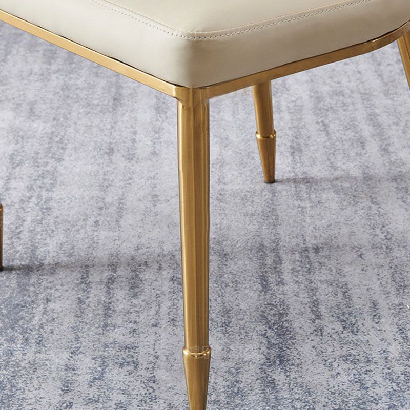 Contemporary Faux Leather Dining Chair Parsons Side Chair in White