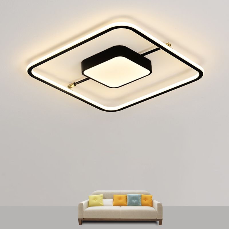 Nordic Square Aluminum Flush Mount Light Bedroom LED Ceiling Flush Mount Light Fixture