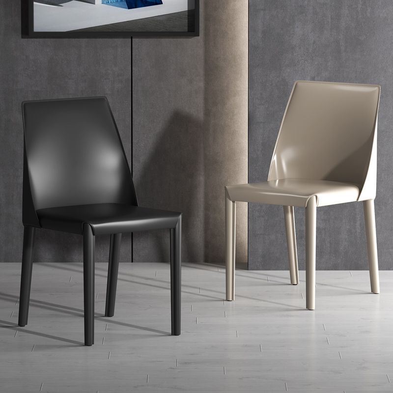 Modern Style Leather Dining Chair Matte Color Kitchen Side Parsons Chair