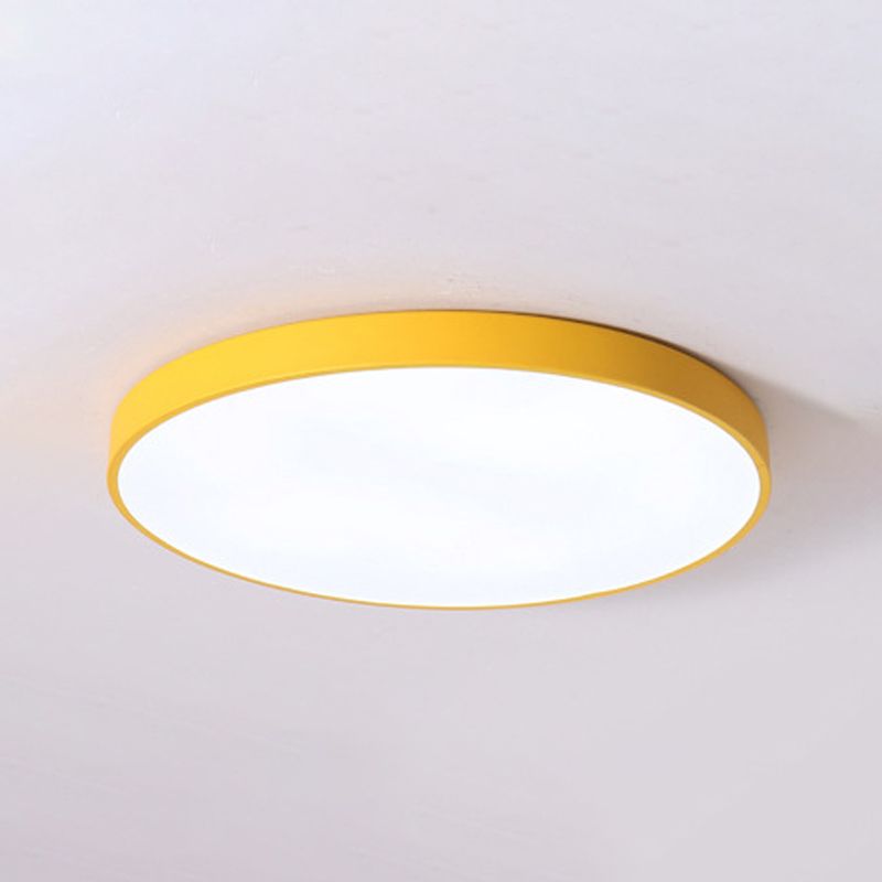 Lampada da soffitto a LED di forma rotonda moderna Macaroon Iron 1 Light Flush Mount per sala da pranzo