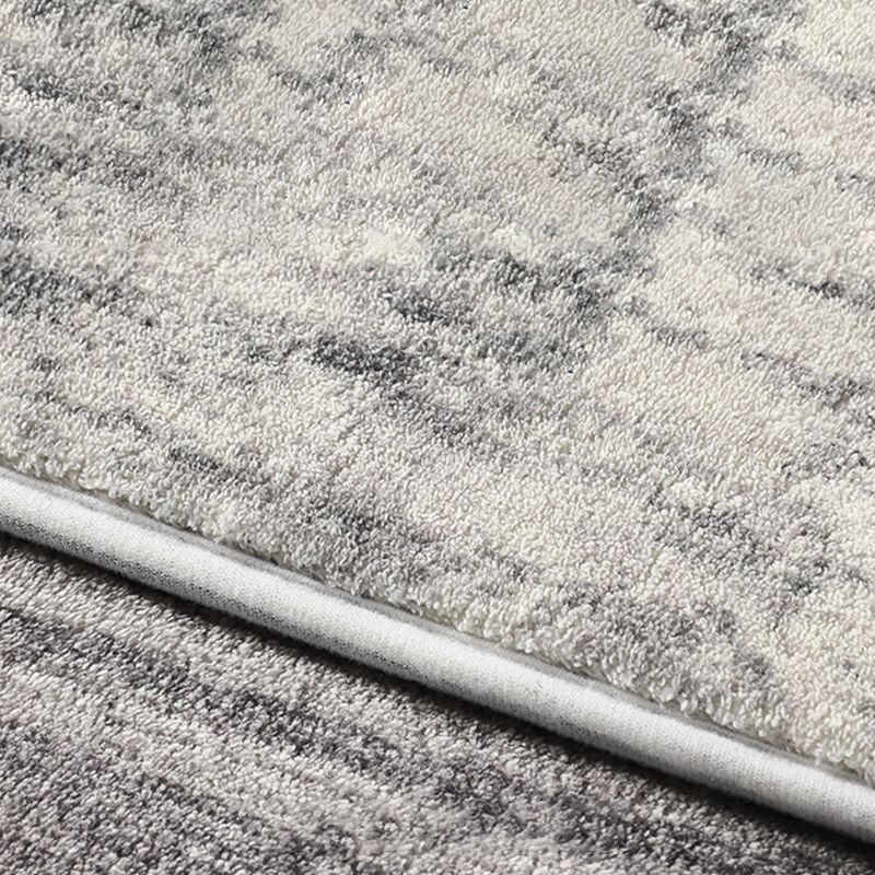 Grey Tone Geometric Lines Rug Polyester Relaxing Anti-Slip Backing Indoor Rug for Living Room
