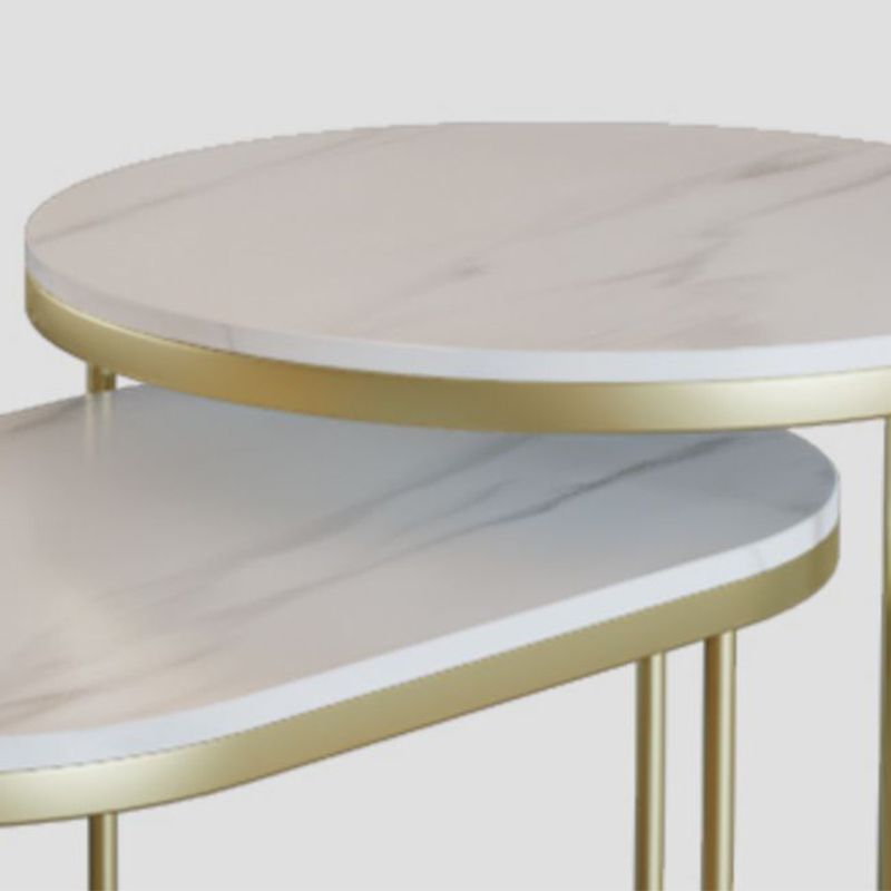 Luxurious Stone Top End Table Metal Frame Sofa Side Accent Table