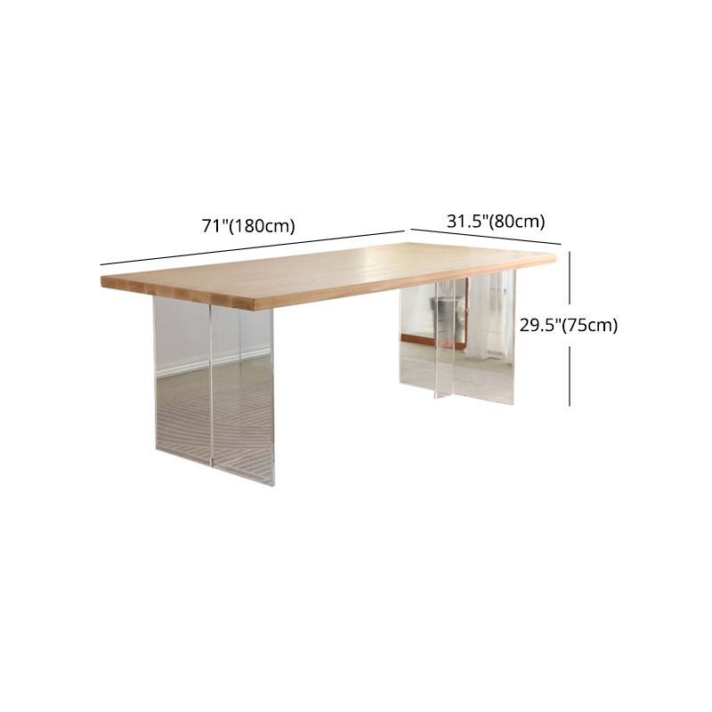 Modern 1/2/4 Pieces Rectangle Dinette Set Ash Wood Dining Table Set with Acrylic Foot