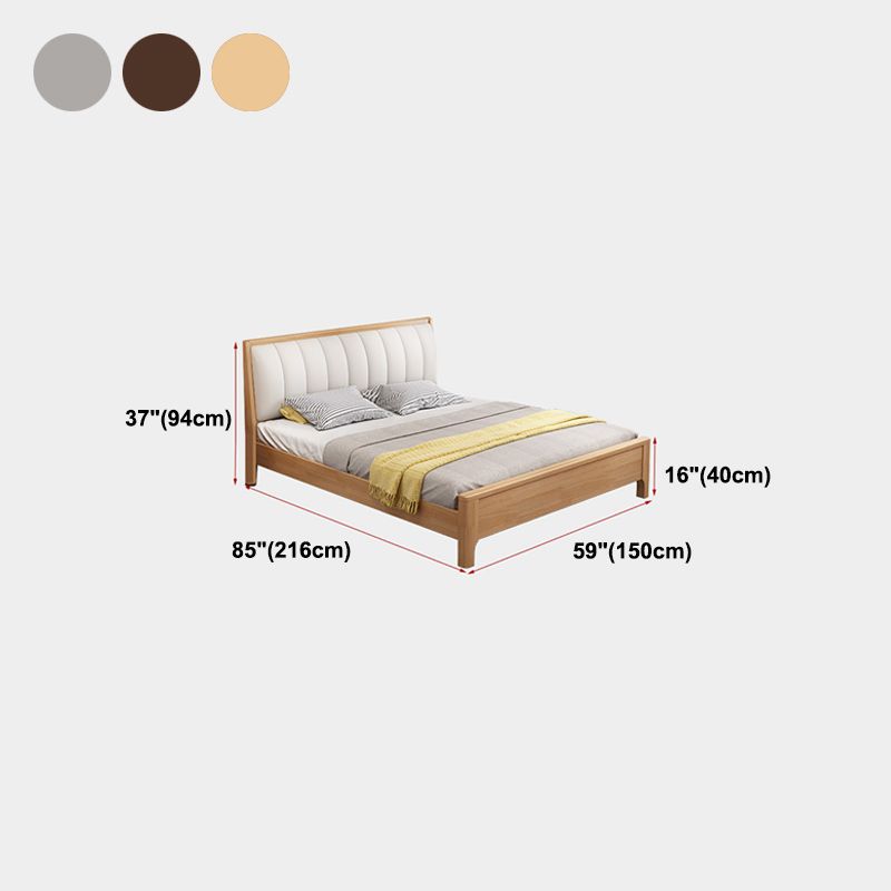 Scandinavian Pine Wood Standard Bed with Rectangular Panel Headboard