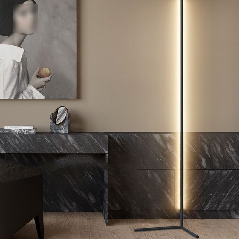 Modern Style Strip Shape Floor Lighting Metal 1 Light Floor Lamp for Bedroom