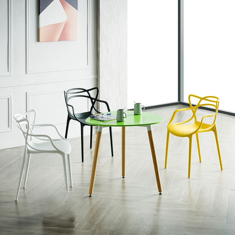 Contemporary Style Dining Chairs Plastic Dining Arm Chairs for Kitchen
