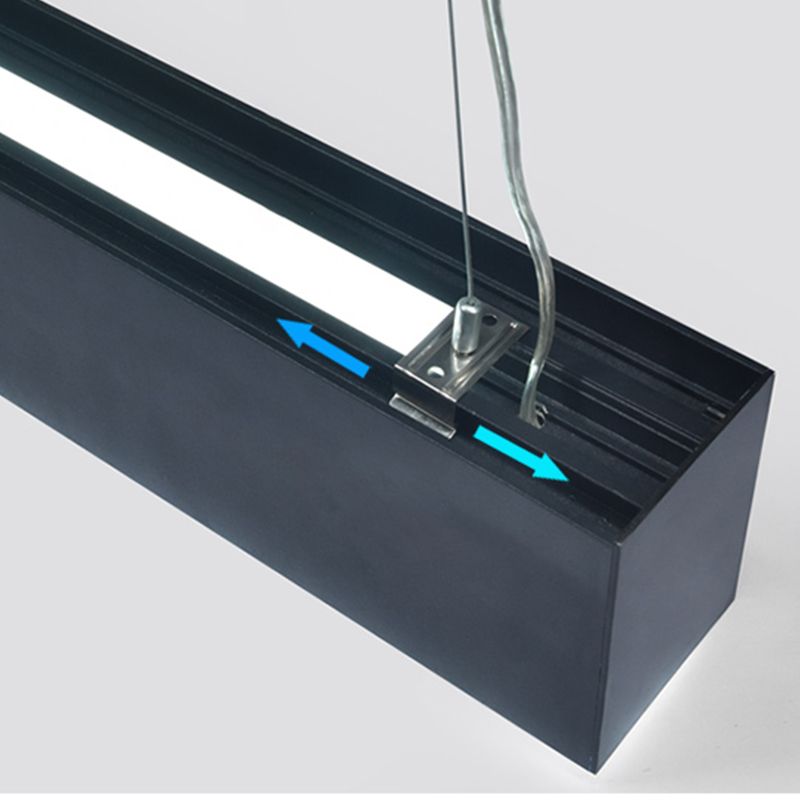 Black Aluminium Island Leuchte einfache Stil 1-Licht Rechteck Büro LED Hanging Lampe