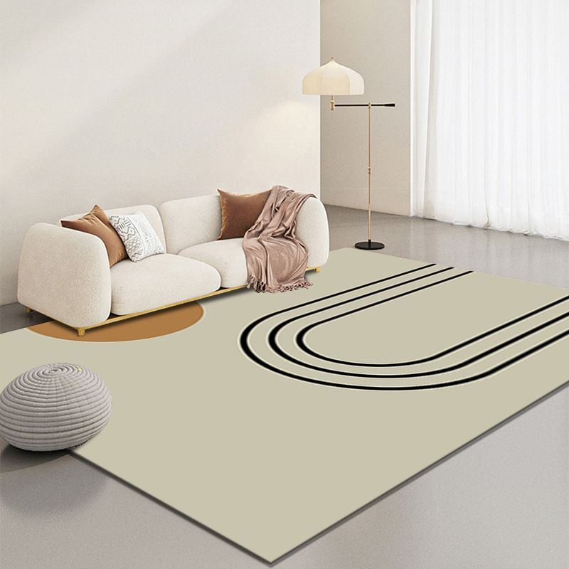 Gray Modern Carpet Polyester Semicircle Carpet Washable Carpet for Home Decor