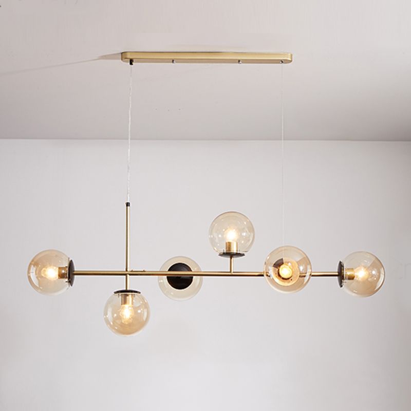 Estilo moderno de forma esférica luces de isla vidrio 6 iluminación de la isla ligera
