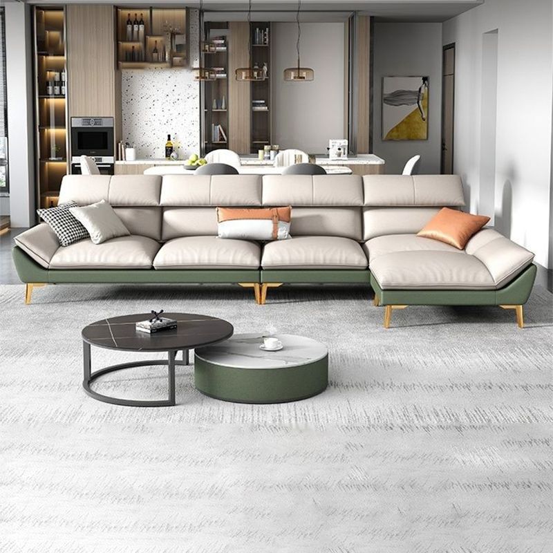 Contemporary Faux Leather Living Room Flared Arm Cushions Seating