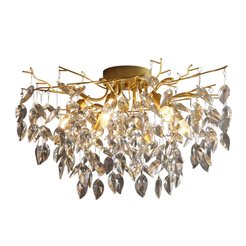 Modern Simple Crystal Ceiling Light Geometry Shape Ceiling Lamp for Bedroom