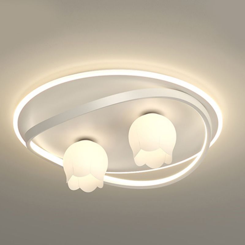 LED Modern Metal Flush Mount Linear Shape Ceiling Light with Plastic Shade for Living Room