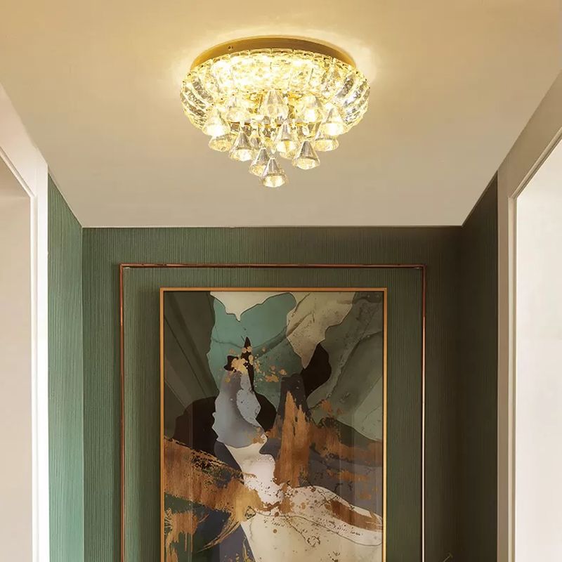 Petite lampe encastrée pour couloir Crystal Simplicity Plafonnier LED encastré en laiton