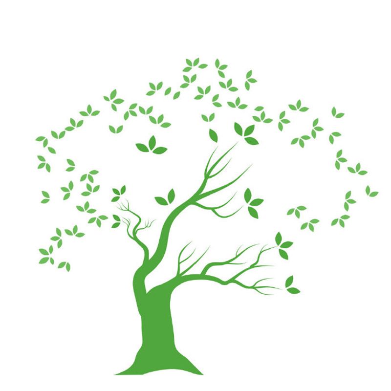 Green Tree Wall Paper Murals Stain-Resistant Childrens Art Kids Bedroom Wall Decor