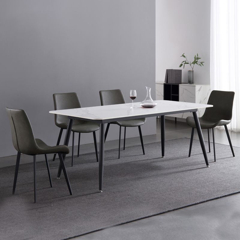 Industrial Sintered Stone Dining Table 4 Legs Base Rectangle Table for Home