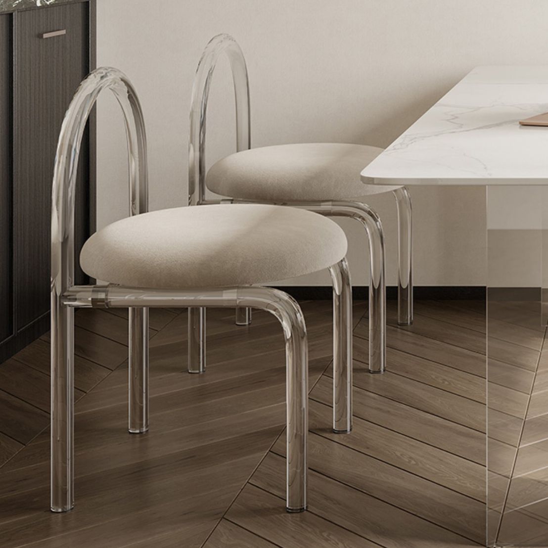 Contemporary 1/2/5/6 Pieces Dining Set Rectangle Acrylic Dining Room Set