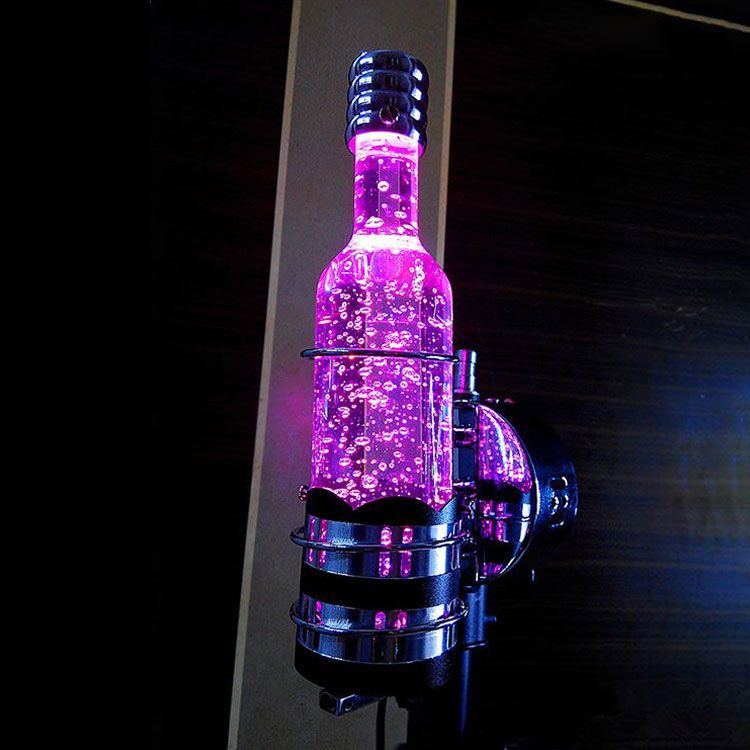 Contemporary Bottle Shaped Wall Lamp Crystal 1 Light Bar Cafe Wall Light in Multi Color/Purple/Blue Light