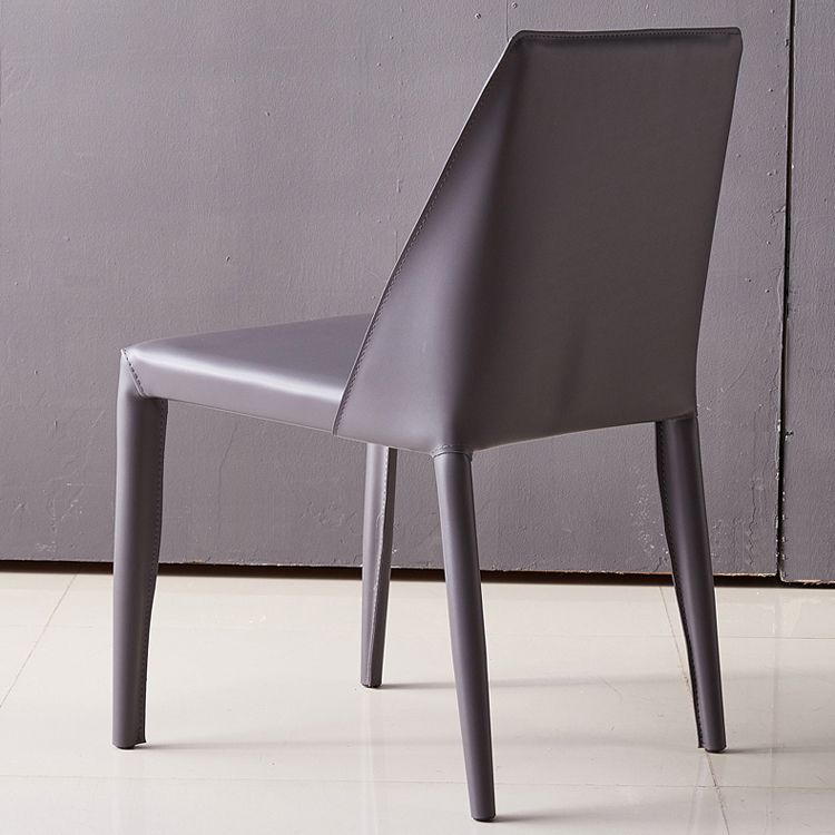 Minimalist Design Leather Dining Chair for Home Solid Back Chair