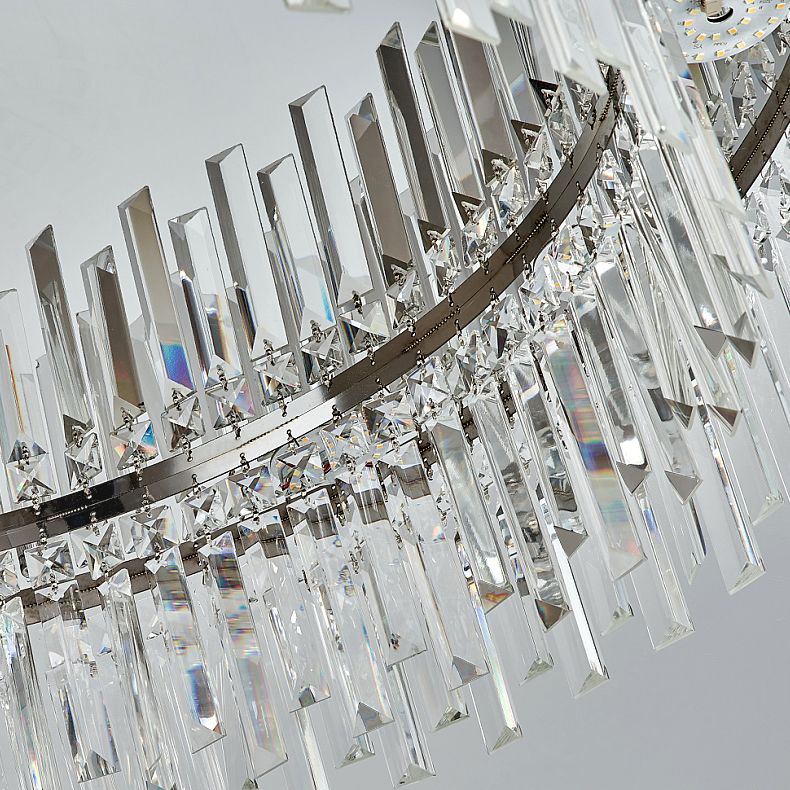 Plafonnier LED rond de luxe moderne en acier inoxydable, montage encastré pour salon