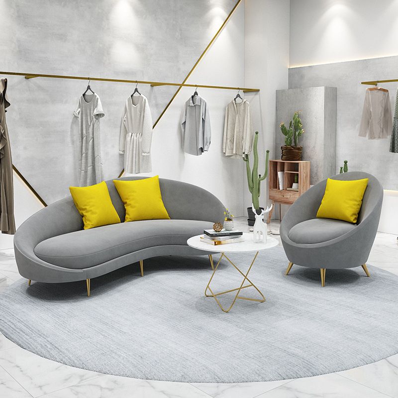 Ultra-Modern Curved Sofa with Tight Back and Tuxedo Arm for Apartment