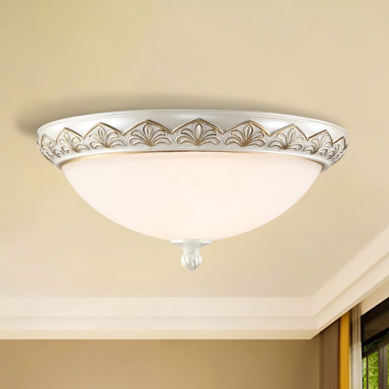 Hémisphère Chambre Plafonnier Classique En Verre Crème 3 Têtes Blanc Plafonnier Encastré Éclairage