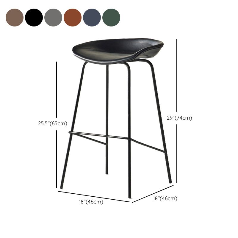 Modern Backrest Armless Counter Stool Iron Bar Stool with Pedal for Cafe