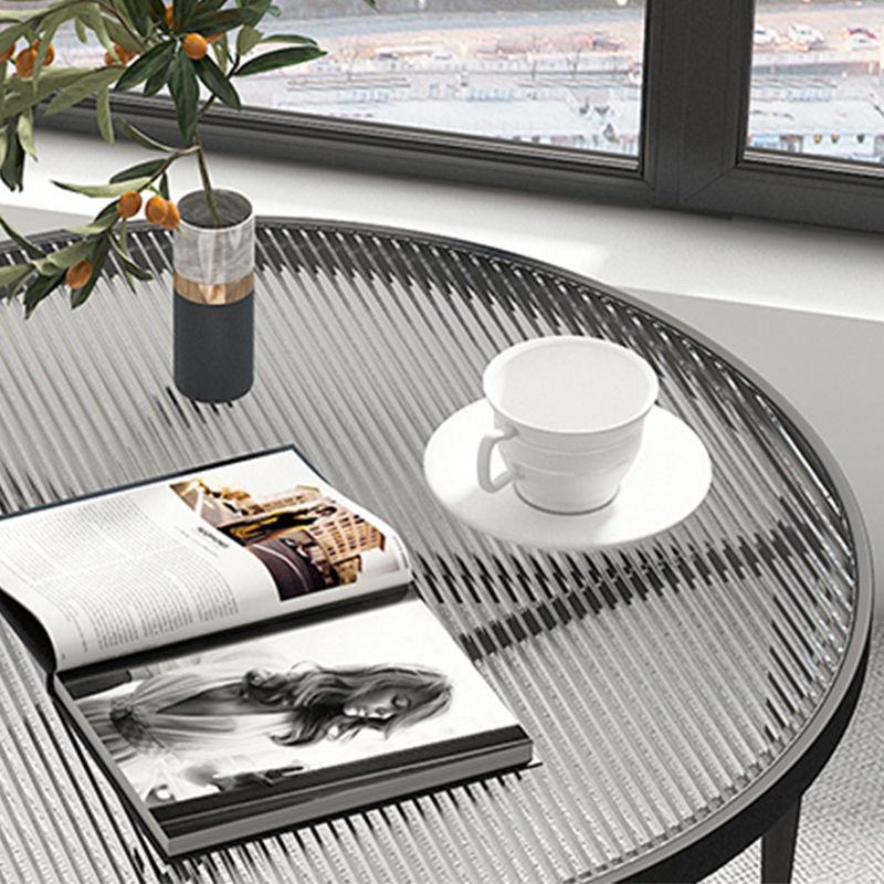 Minimalism 4 Legs Coffee Table Glass Top Coffee Cocktail Table with Shelf